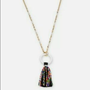 Gold Tone, Multicolor Long Tassel Pendant Basic